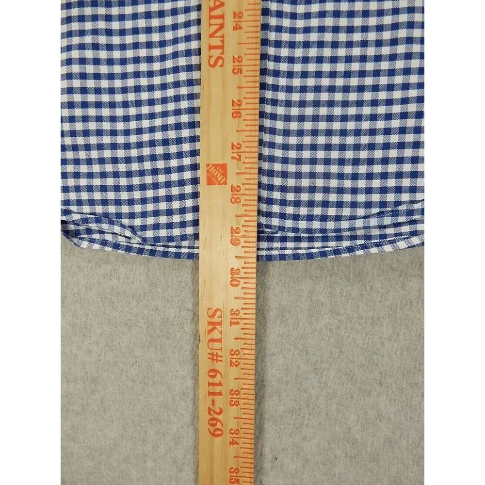 Ralph Lauren Blue and White Gingham Button-Down Dress Shirt